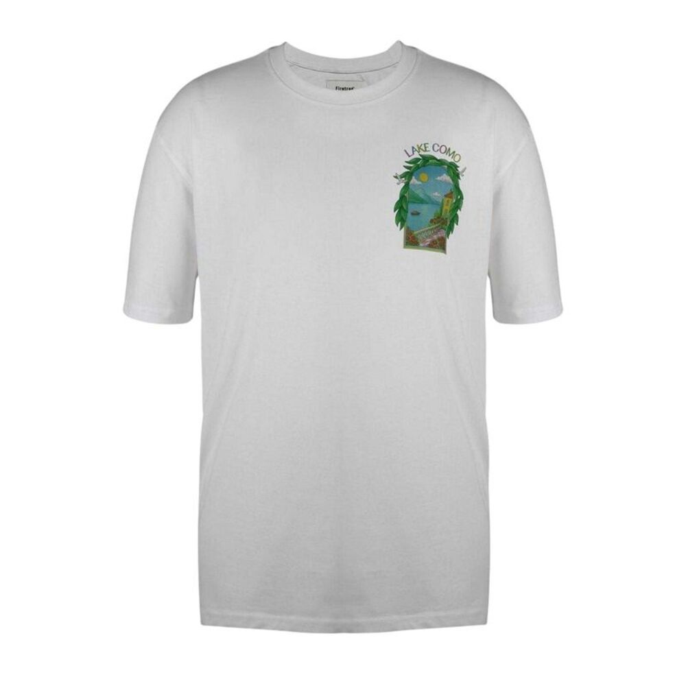 Firetrap Unisex Adult Lake Como Back Print Oversized T-Shirt / White/Green/Blue